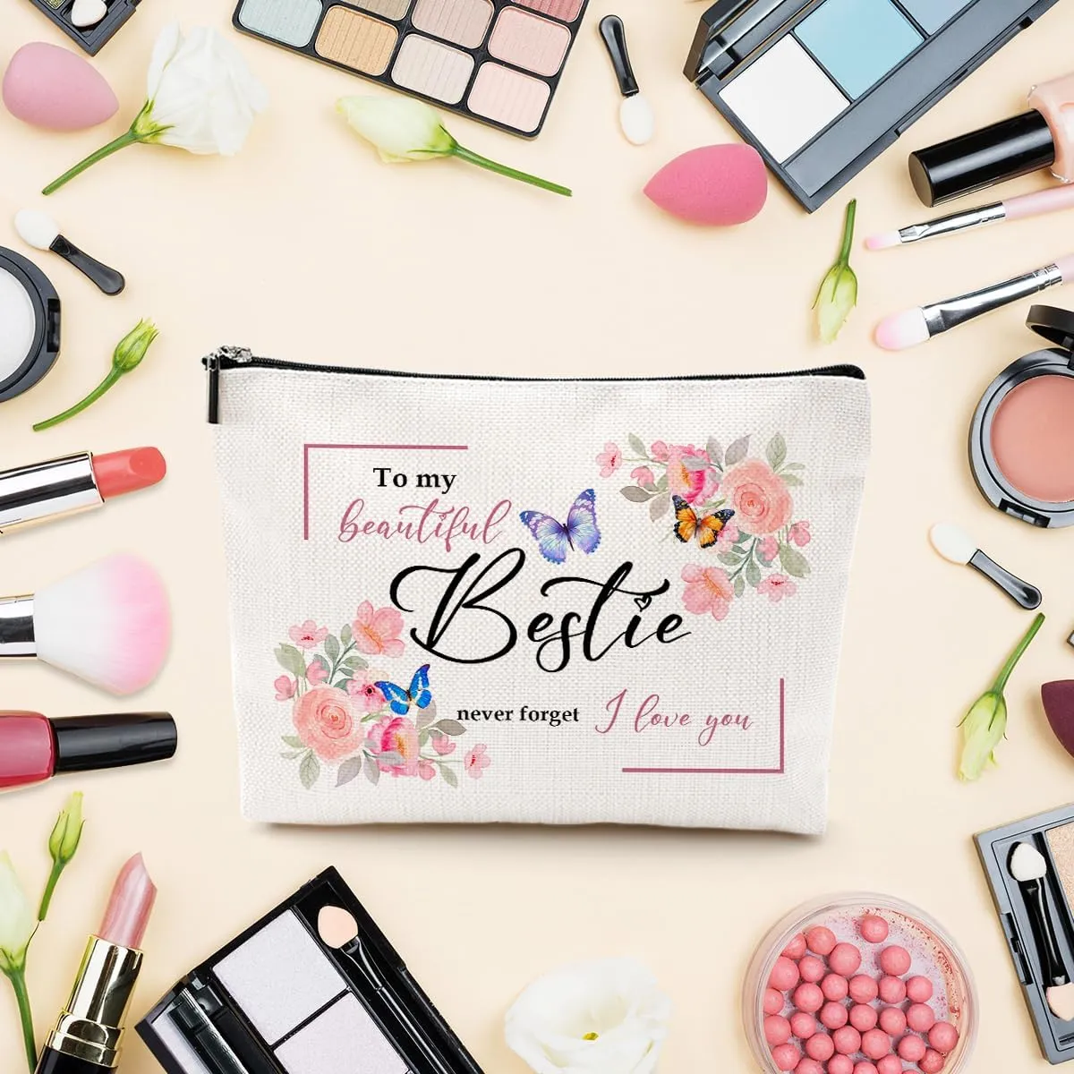 Floral Makeup Bag, Cute Cosmetic Zipper Organizer - Unique Present