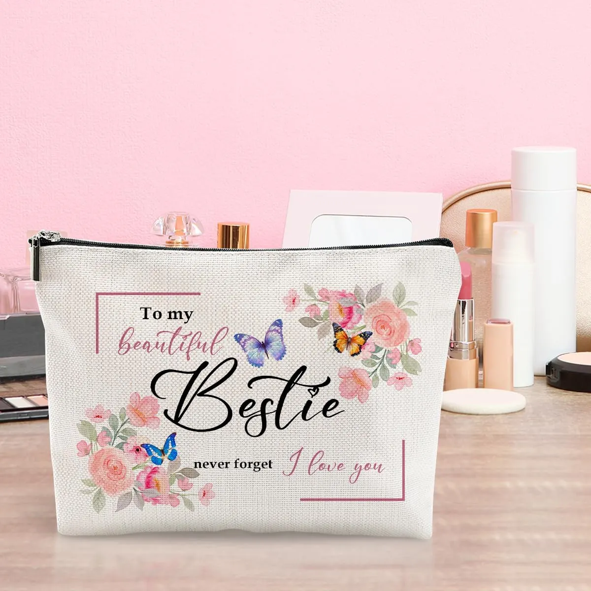 Floral Makeup Bag, Cute Cosmetic Zipper Organizer - Unique Present