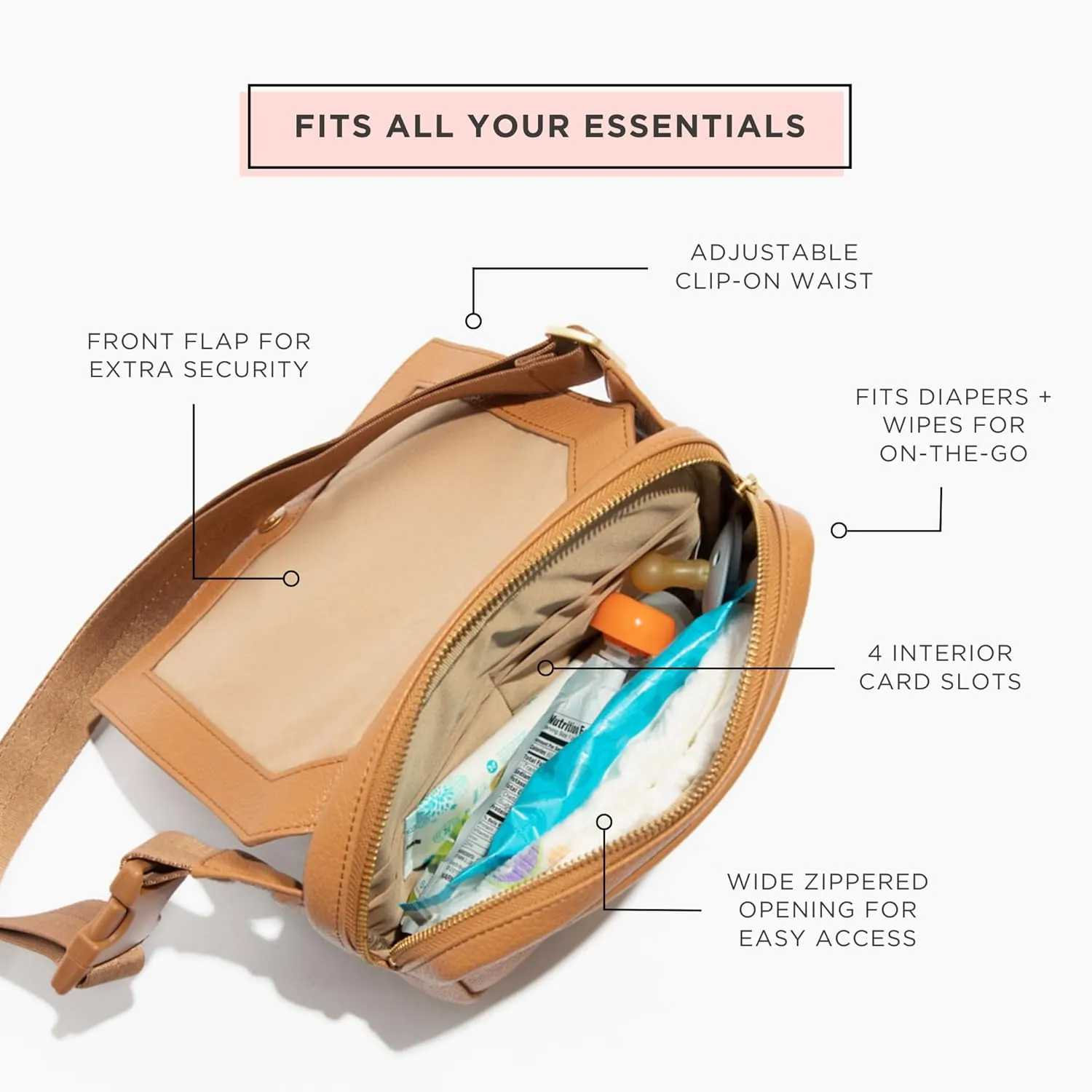 Freshly Picked Classic Park Pack Belt Bag, Fanny Packs for Women, Wear on Waist or Crossbody (Butterscotch)