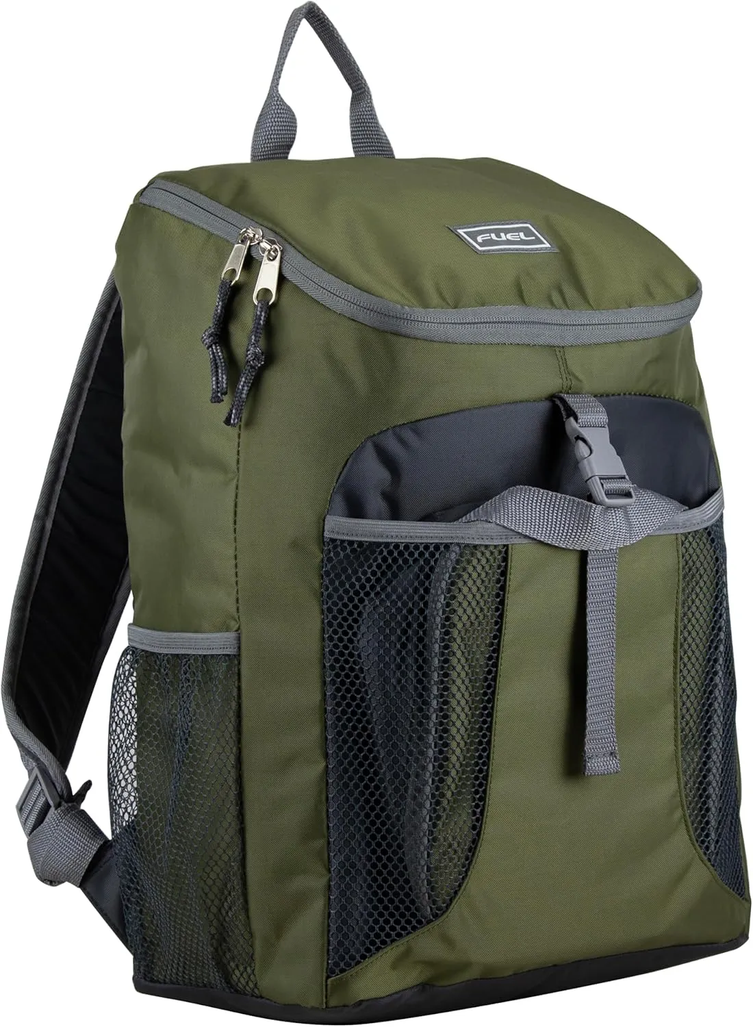 FUEL Top Loader Lunch Backpack Set Water Resistant Backpack Set Lunch Bookbag Bag Soft Reusable Insulated Cooler Lunch Box Thermal Travel Office Lunch Bag, Army Green