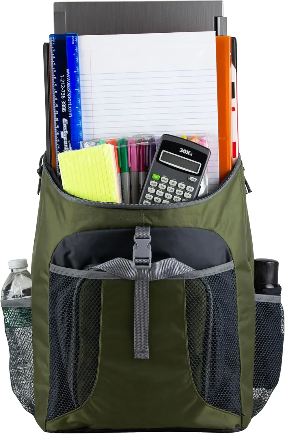 FUEL Top Loader Lunch Backpack Set Water Resistant Backpack Set Lunch Bookbag Bag Soft Reusable Insulated Cooler Lunch Box Thermal Travel Office Lunch Bag, Army Green