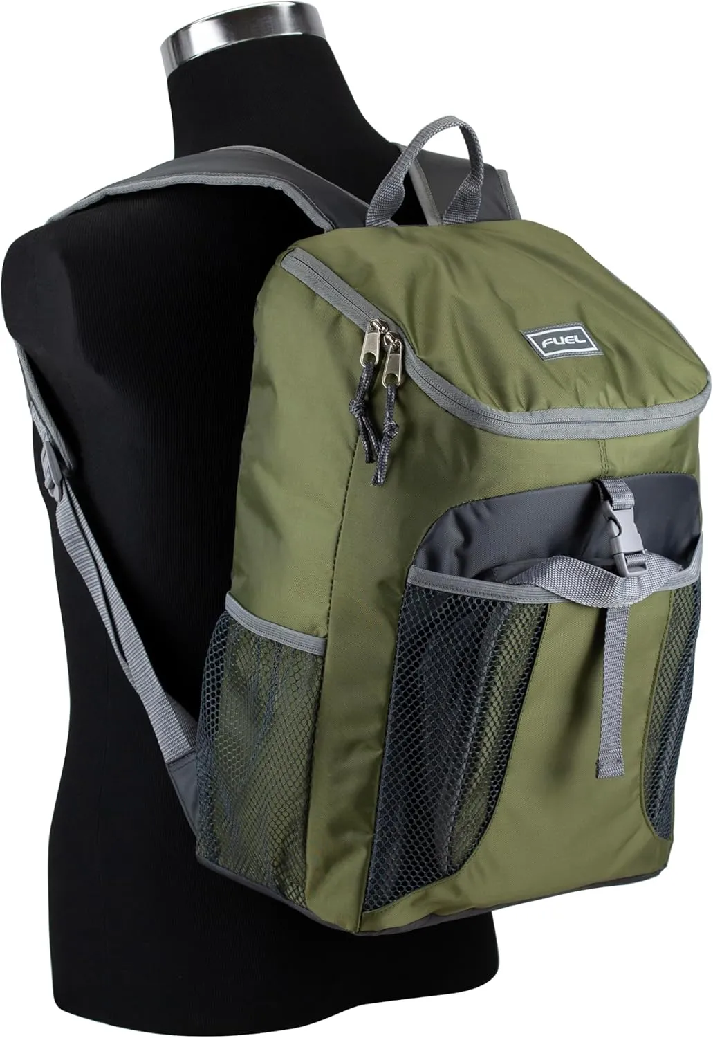 FUEL Top Loader Lunch Backpack Set Water Resistant Backpack Set Lunch Bookbag Bag Soft Reusable Insulated Cooler Lunch Box Thermal Travel Office Lunch Bag, Army Green