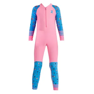 Full Sleeves Kids Swimwear Pink and Blue Transport theme, UPF 50 