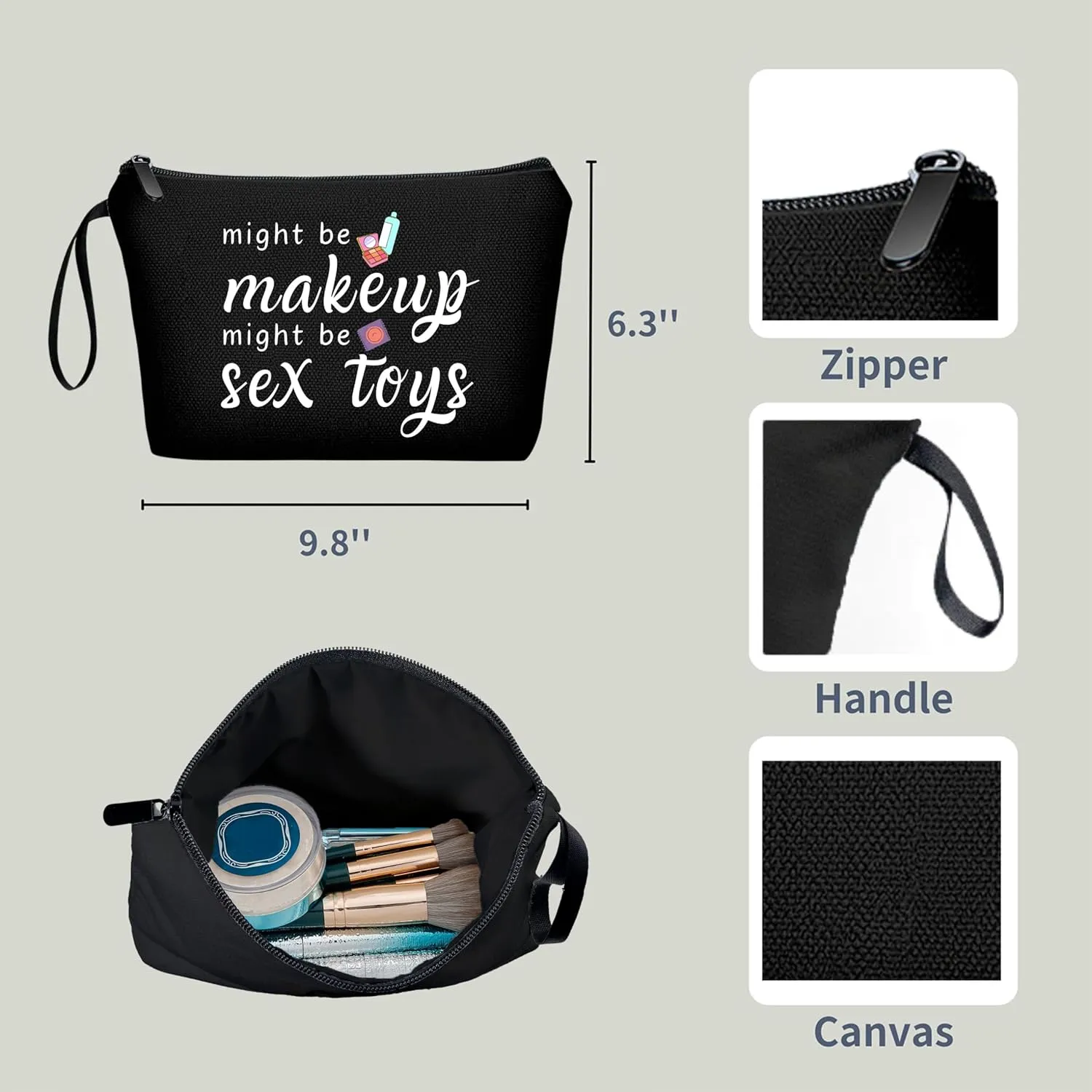 Funny Gifts for Friends, Unique Women's Makeup Bag, Travel Cosmetic Bag