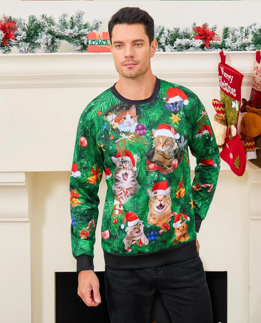 Goodstoworld Mens/Womens Ugliest Christmas Sweatshirt 3D Unique Hilarious Graphic Pullover Shirt S-4XL