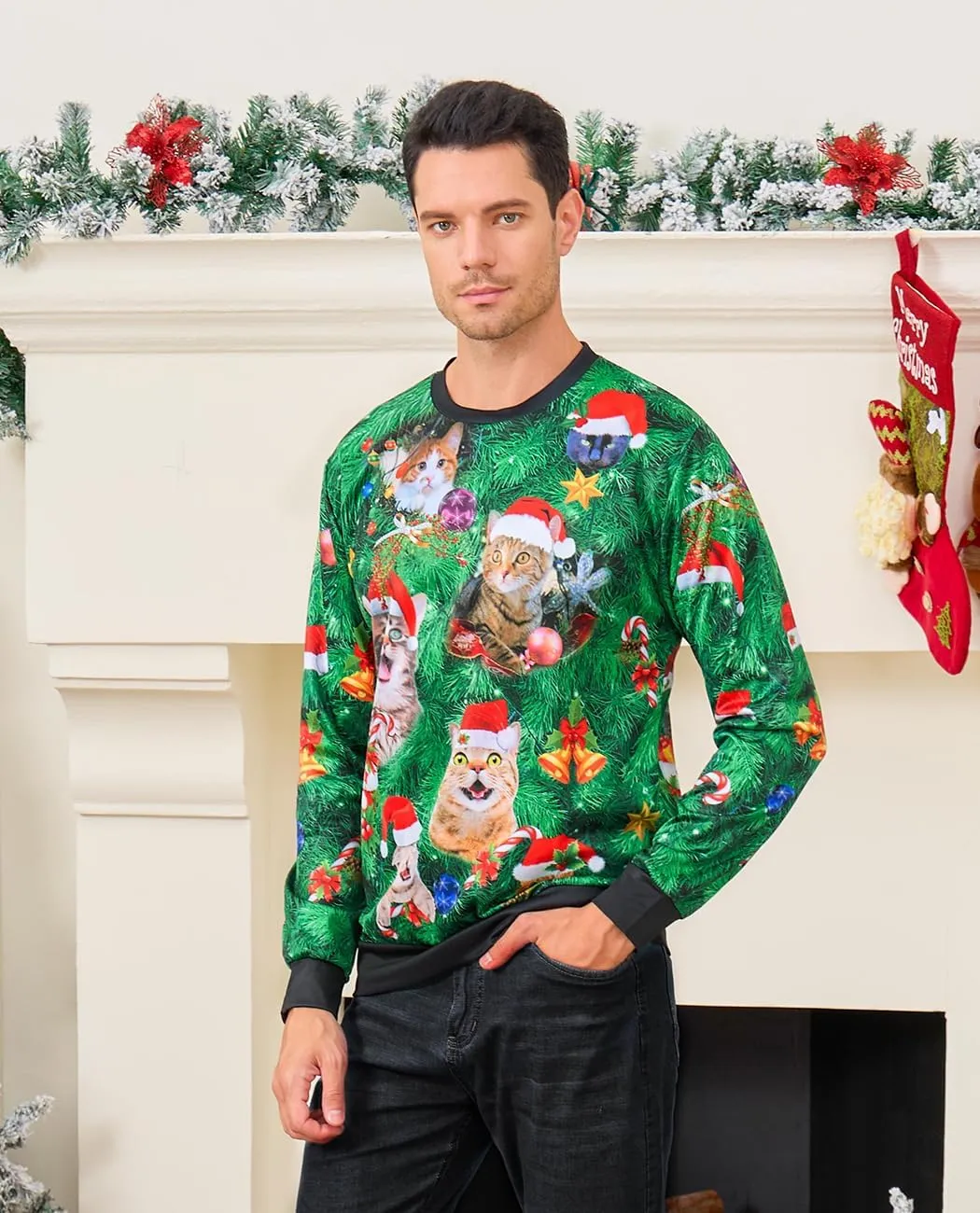 Goodstoworld Mens/Womens Ugliest Christmas Sweatshirt 3D Unique Hilarious Graphic Pullover Shirt S-4XL