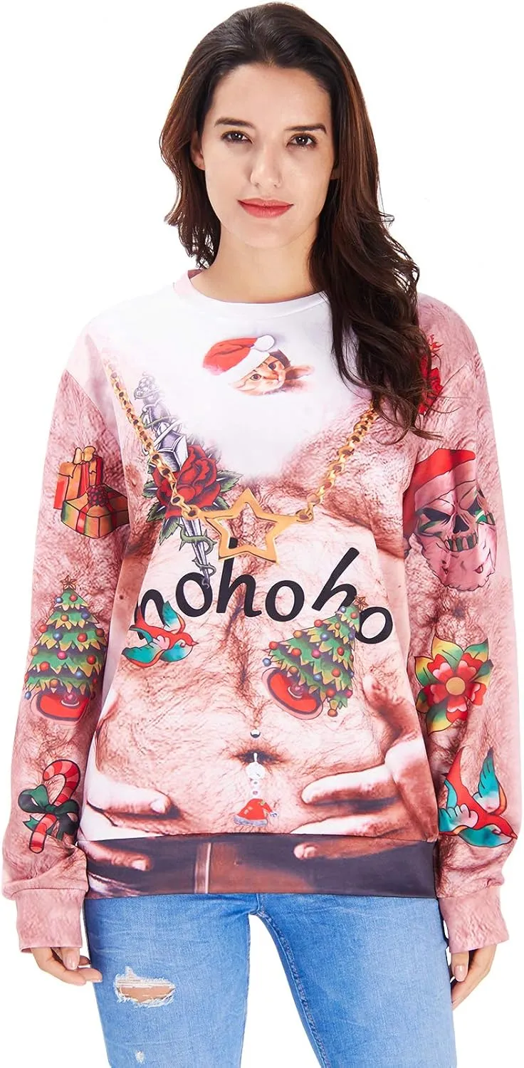 Goodstoworld Mens/Womens Ugliest Christmas Sweatshirt 3D Unique Hilarious Graphic Pullover Shirt S-4XL