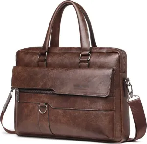 HBJWOV Men's Briefcase Leather Shoulder Messenger Bag Office Tote Laptop Bag