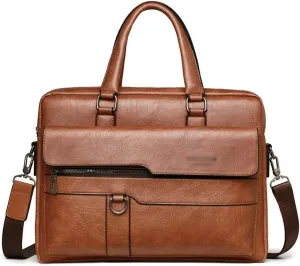 HBJWOV Men's Tote Briefcase File Bag Leather Travel Bag File Cross-body Backpack