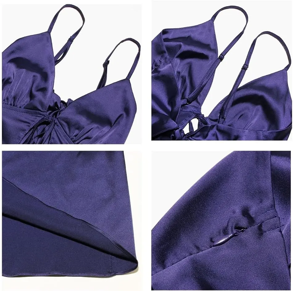 HENGEN 2025 Sexy Women's High-end Fashion Outfit with Hollowed Out V-Neck Camisole Dress, Backless Dress, Long Skirt