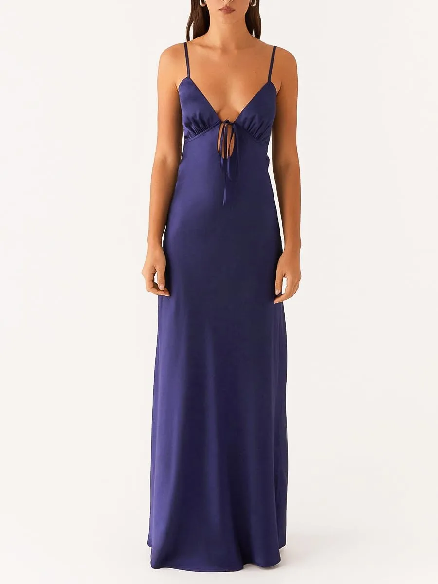 HENGEN 2025 Sexy Women's High-end Fashion Outfit with Hollowed Out V-Neck Camisole Dress, Backless Dress, Long Skirt