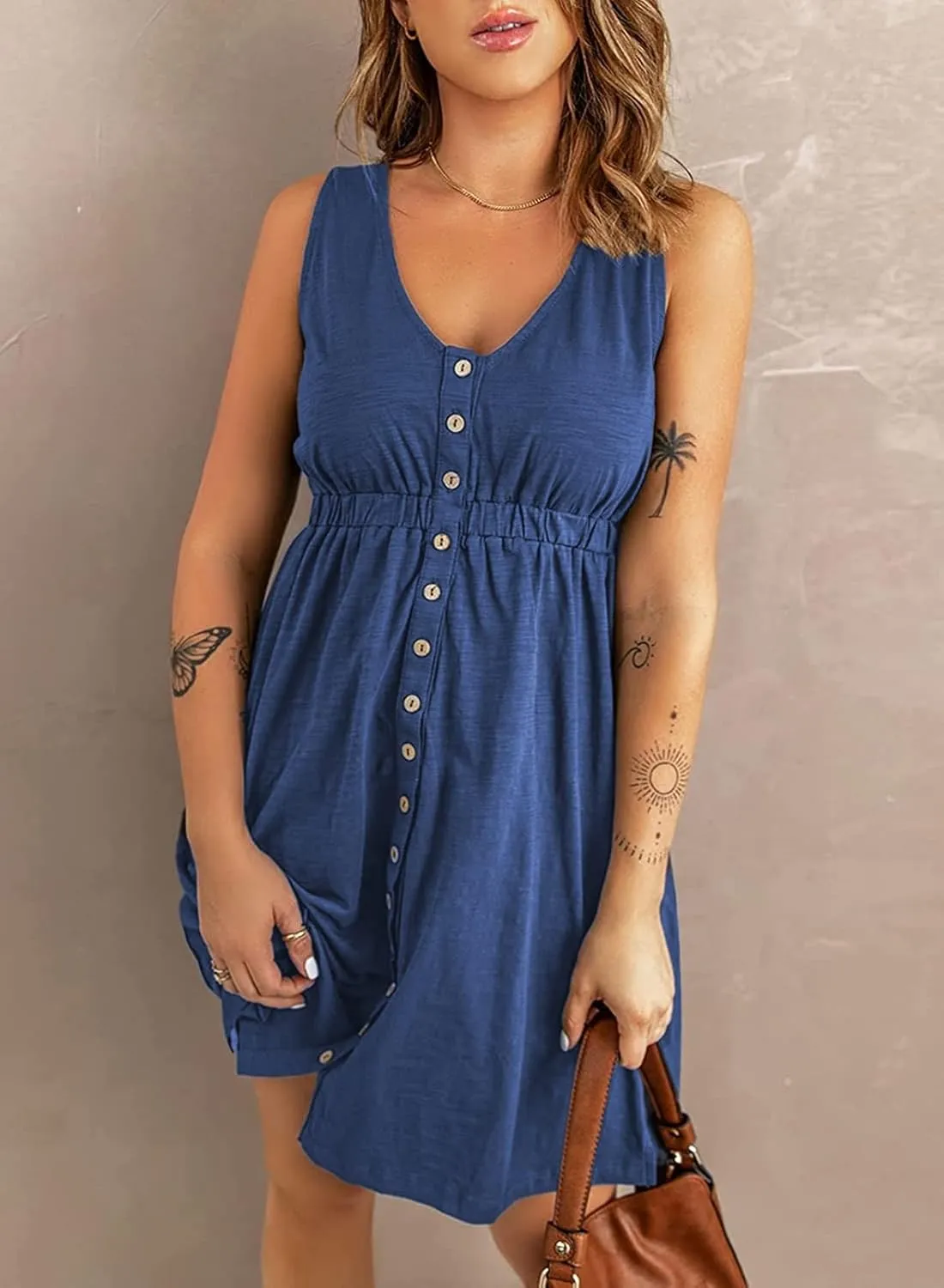 Hount Women's 2024 Casual Summer Sleeveless Dresses Button Down Beach Sundress with Pockets
