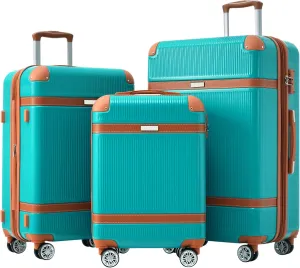 JCSD Travel with Ease: 3 Piece Hardshell Luggage Set with 360 Spinner Wheels, Lightweight & Durable, Green