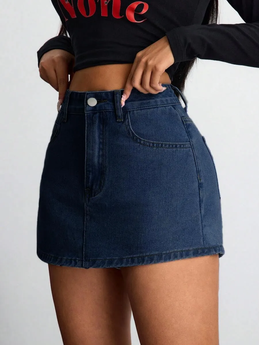 Jean Skorts for Woman Trendy High Waisted Stretchy Y2k Mini Skirt Denim Shorts Skort
