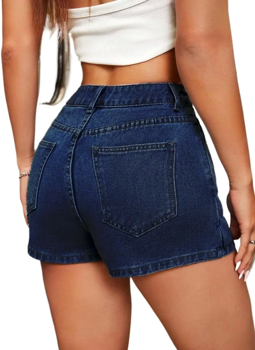 Jean Skorts for Woman Trendy High Waisted Stretchy Y2k Mini Skirt Denim Shorts Skort
