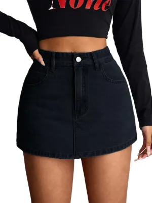 Jean Skorts for Woman Trendy High Waisted Stretchy Y2k Mini Skirt Denim Shorts Skort