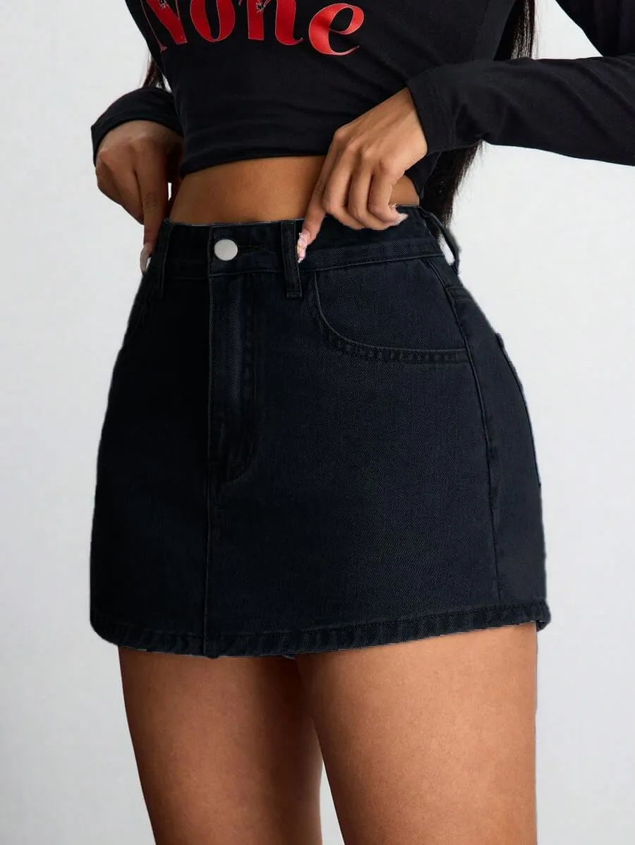 Jean Skorts for Woman Trendy High Waisted Stretchy Y2k Mini Skirt Denim Shorts Skort