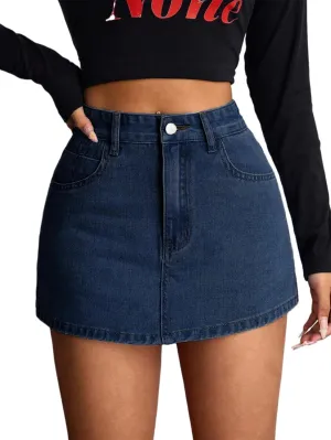 Jean Skorts for Woman Trendy High Waisted Stretchy Y2k Mini Skirt Denim Shorts Skort