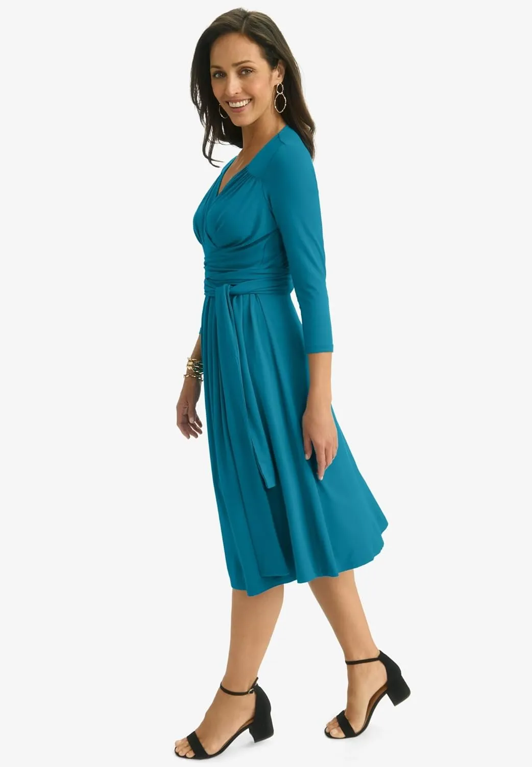 Jessica London Women's Plus Size Sweetheart Wrap Midi Dress