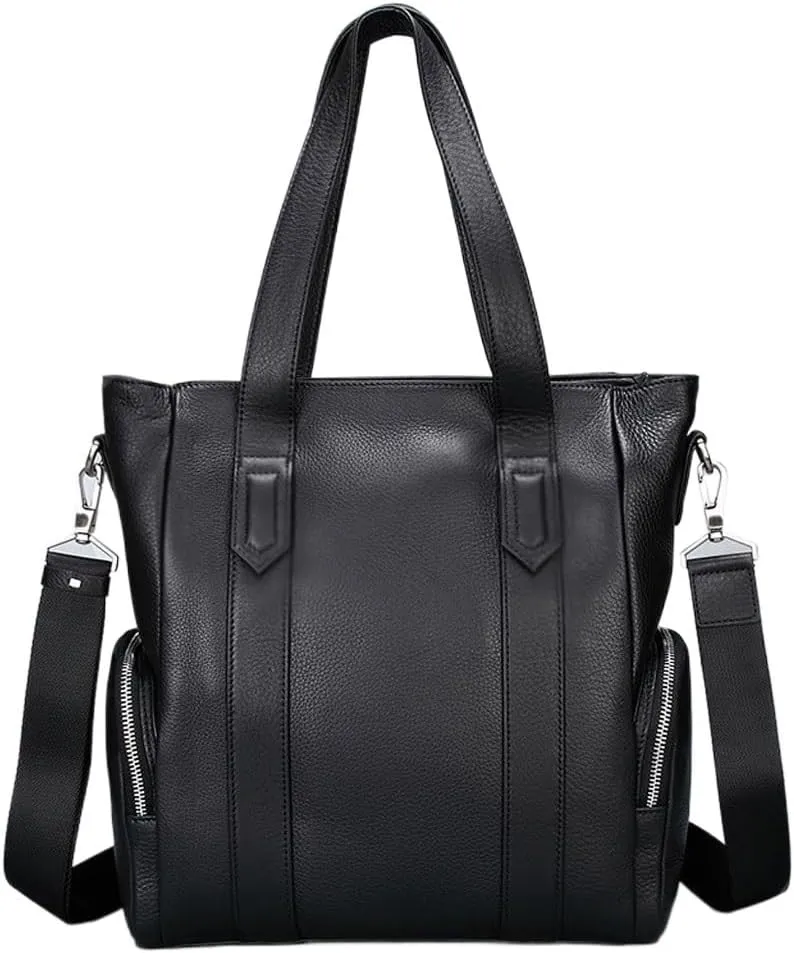 JSEIAJB High end men's top layer cowhide handbag, leather briefcase, men's crossbody shoulder bag