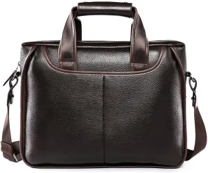 JSEIAJB Men's foreskin leather crossbody bag, horizontal shoulder briefcase