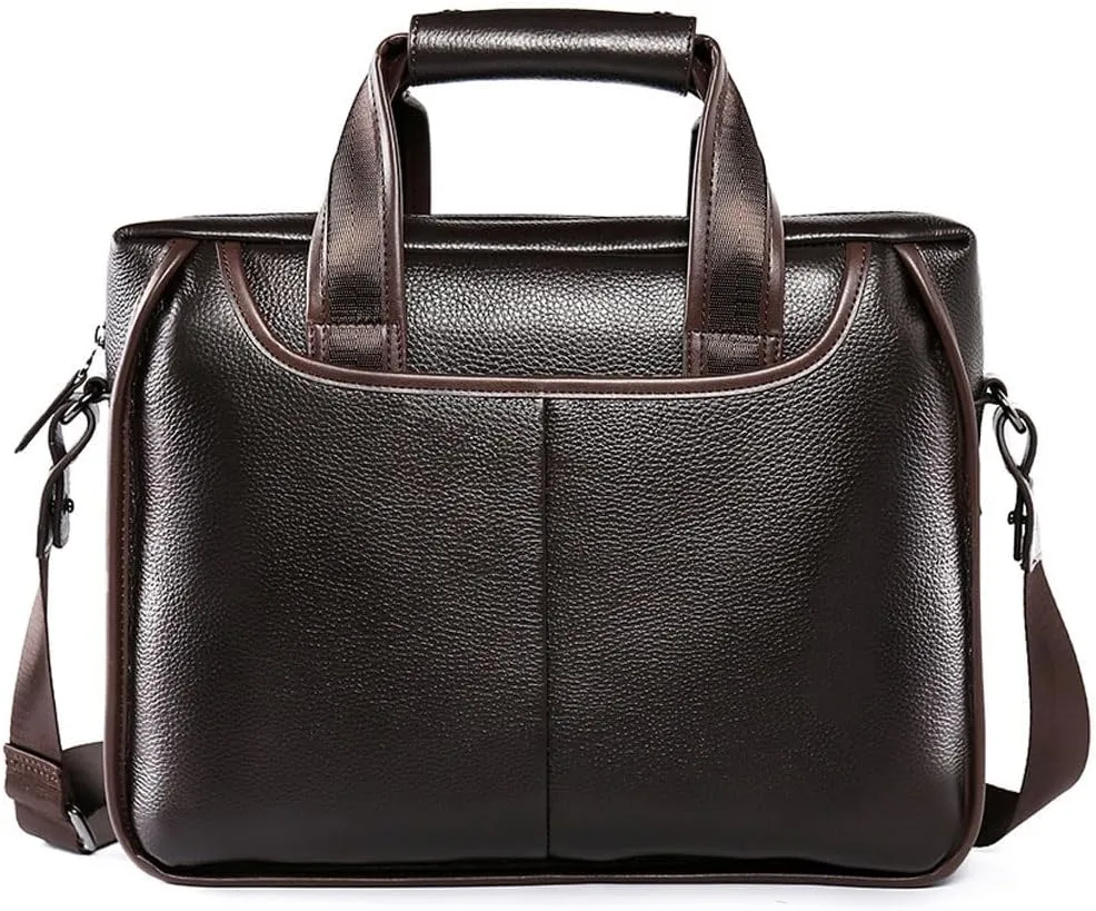 JSEIAJB Men's foreskin leather crossbody bag, horizontal shoulder briefcase