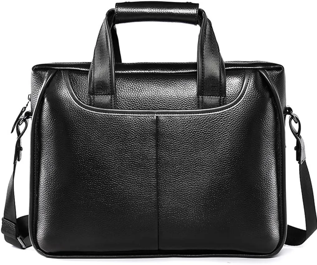 JSEIAJB Men's foreskin leather crossbody bag, horizontal shoulder briefcase