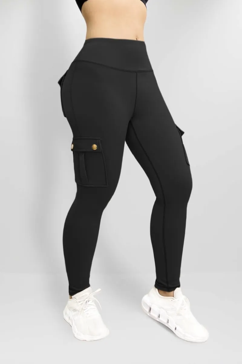 Kubbon Women's Yoga Leggings Butt Lifting Cargo Pants High Waist Tummy Control Workout Pants Lounge Trousers with Pockets