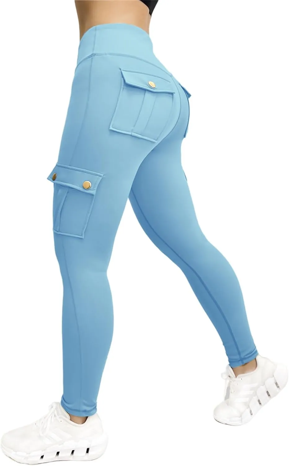 Kubbon Women's Yoga Leggings Butt Lifting Cargo Pants High Waist Tummy Control Workout Pants Lounge Trousers with Pockets