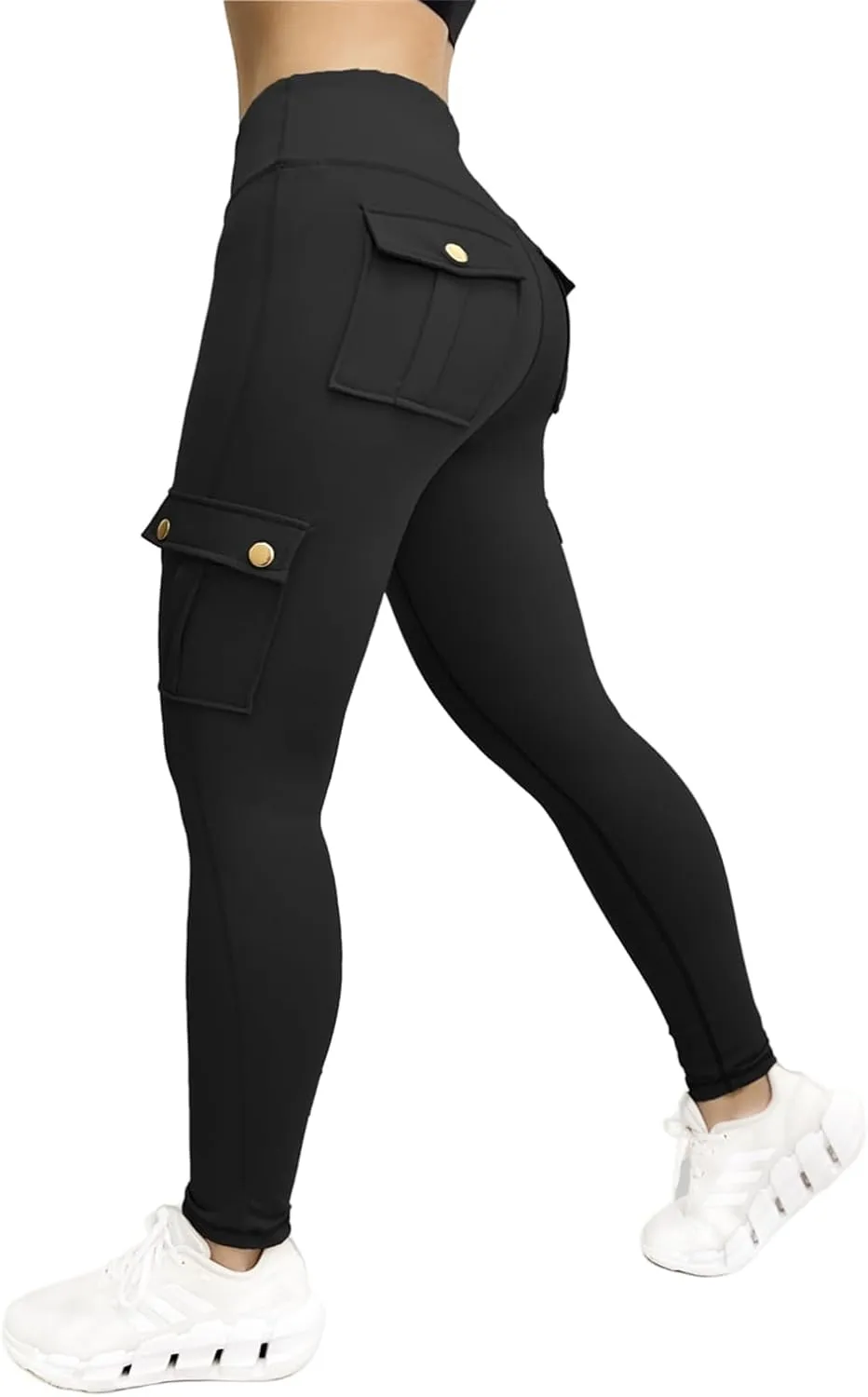 Kubbon Women's Yoga Leggings Butt Lifting Cargo Pants High Waist Tummy Control Workout Pants Lounge Trousers with Pockets
