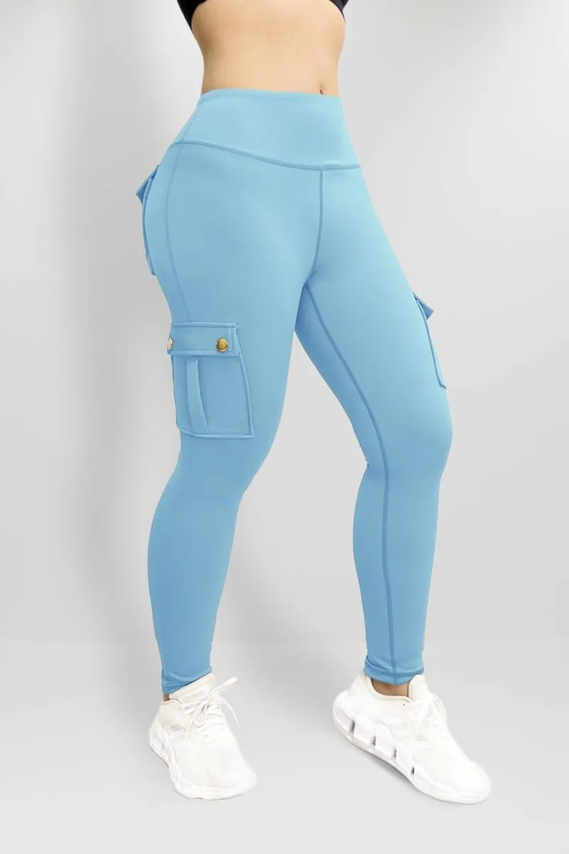 Kubbon Women's Yoga Leggings Butt Lifting Cargo Pants High Waist Tummy Control Workout Pants Lounge Trousers with Pockets