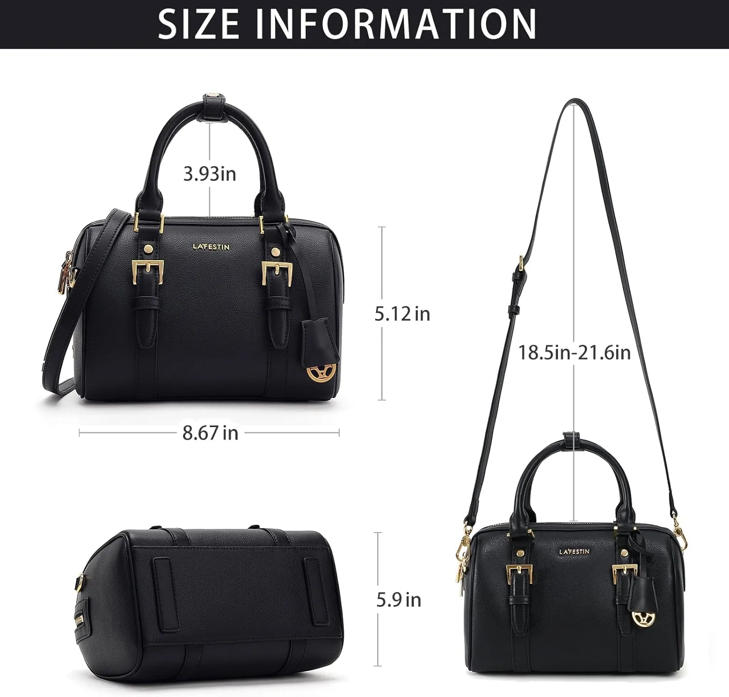 LA FESTIN Top Handle Purse Stylish Handbag Crossbody Satchel Barrel Bag with Adjustable Strap for Daily Travel