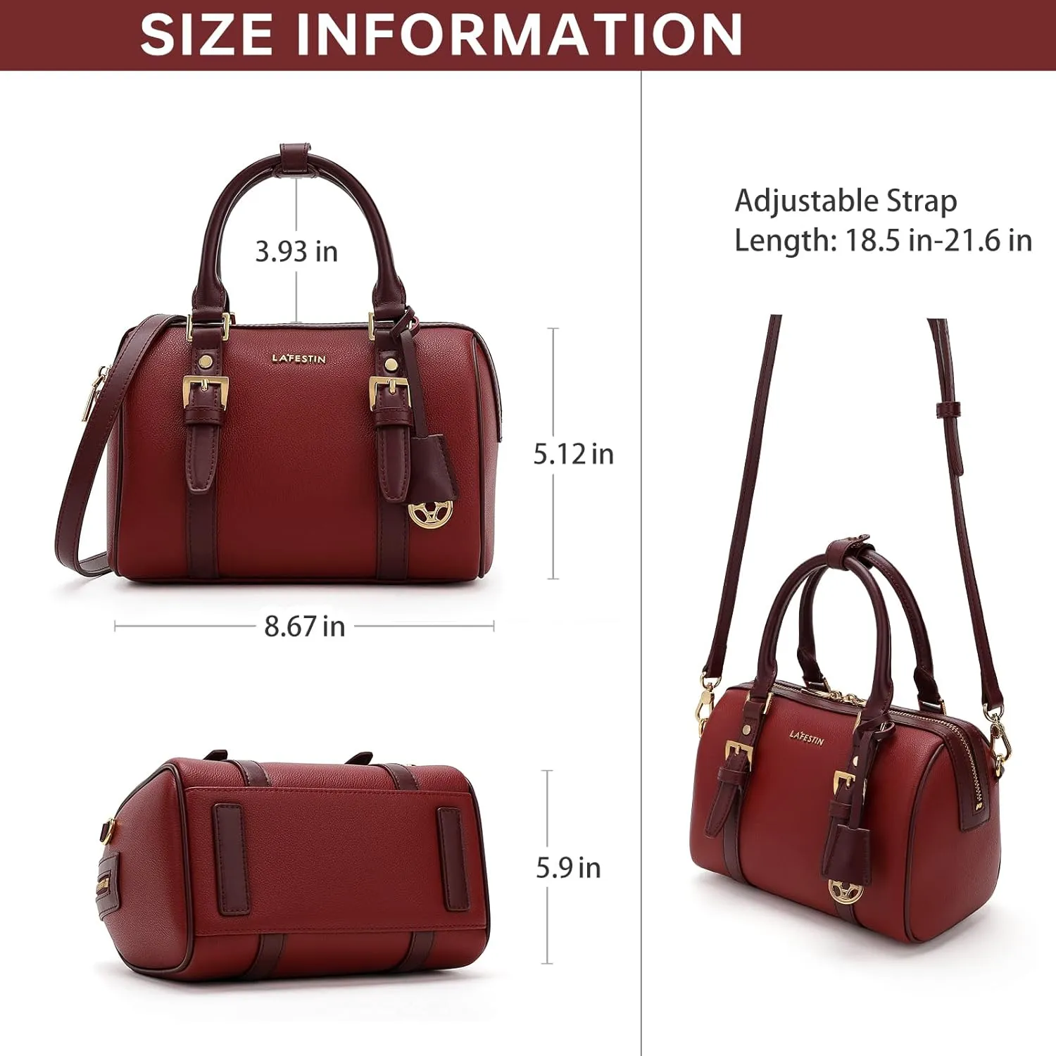 LA FESTIN Top Handle Purse Stylish Handbag Crossbody Satchel Barrel Bag with Adjustable Strap for Daily Travel