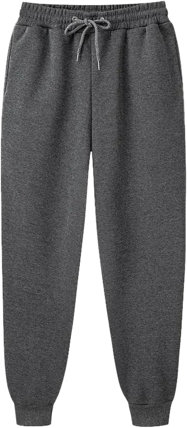 Ladies Solid Color Drawstring Elastic Waist Casual Loose Foot Fleece Sweatpants Womens Pants Casual Dress