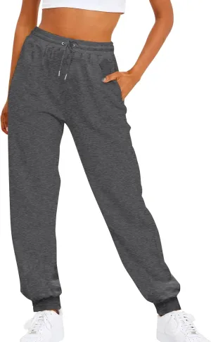 Ladies Solid Color Drawstring Elastic Waist Casual Loose Foot Fleece Sweatpants Womens Pants Casual Dress