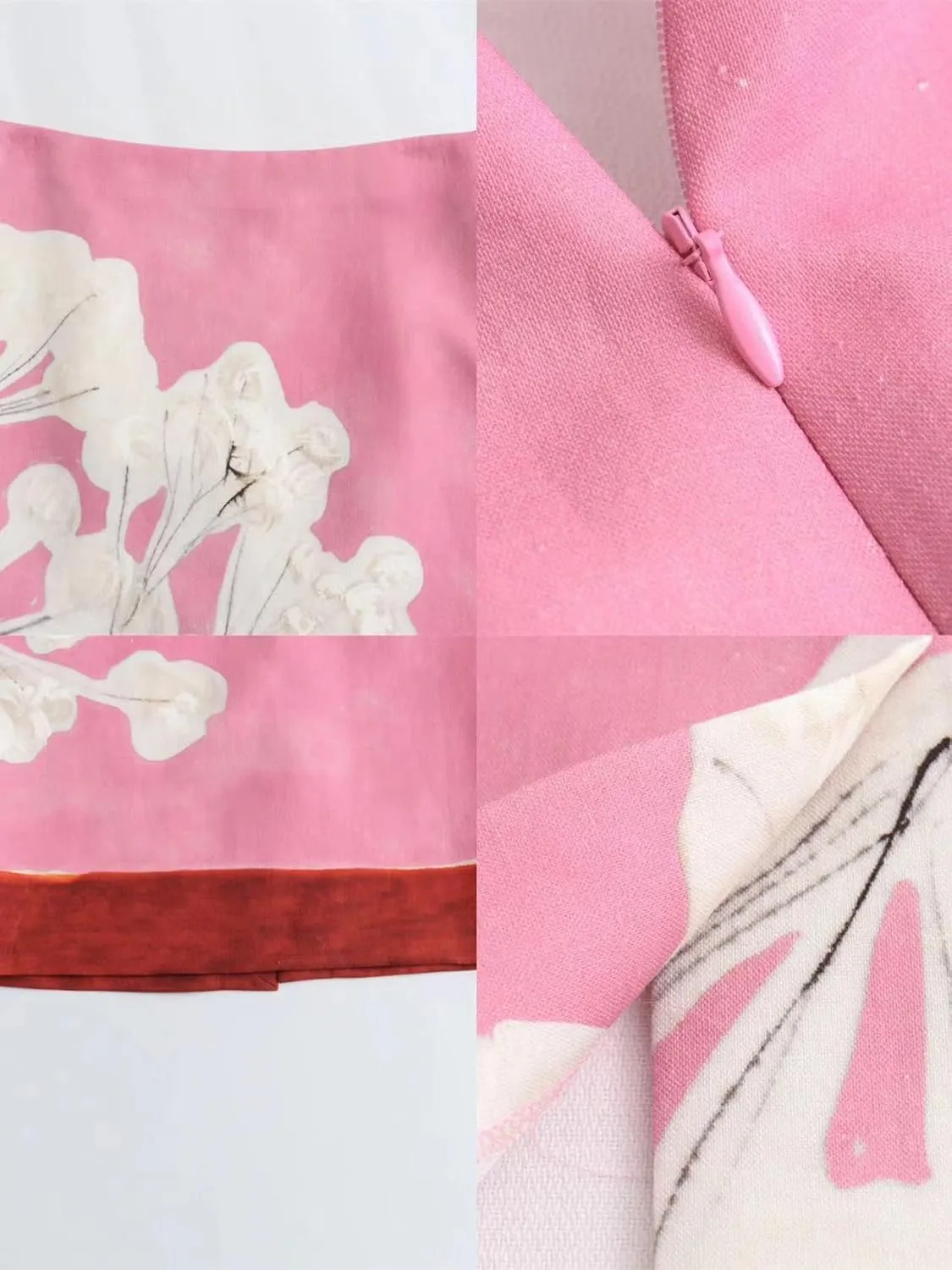 LAPRBY Floral Midi Skirt Pink Skirt for Women Long Maxi Skirt with Slit Linen Pencil Skirt