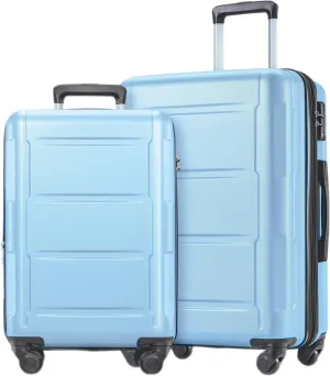 Lightweight Expandable Spinner Wheel Luggage Set for Stress-Free Travel, 20inch & 24inch Sizes, Stylish Light Blue