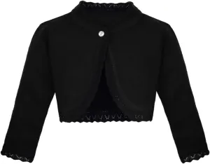 Lilax Little Girls' Knit Long Sleeve Button Closure Bolero Cardigan Shrug