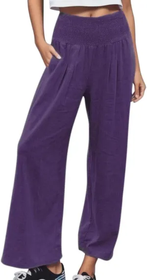 Linen Pants for Womens High Elastic Waist Wide Leg Trousers 2025 Summer Baggy Comfy Hiking Jogger Pants with Pockets