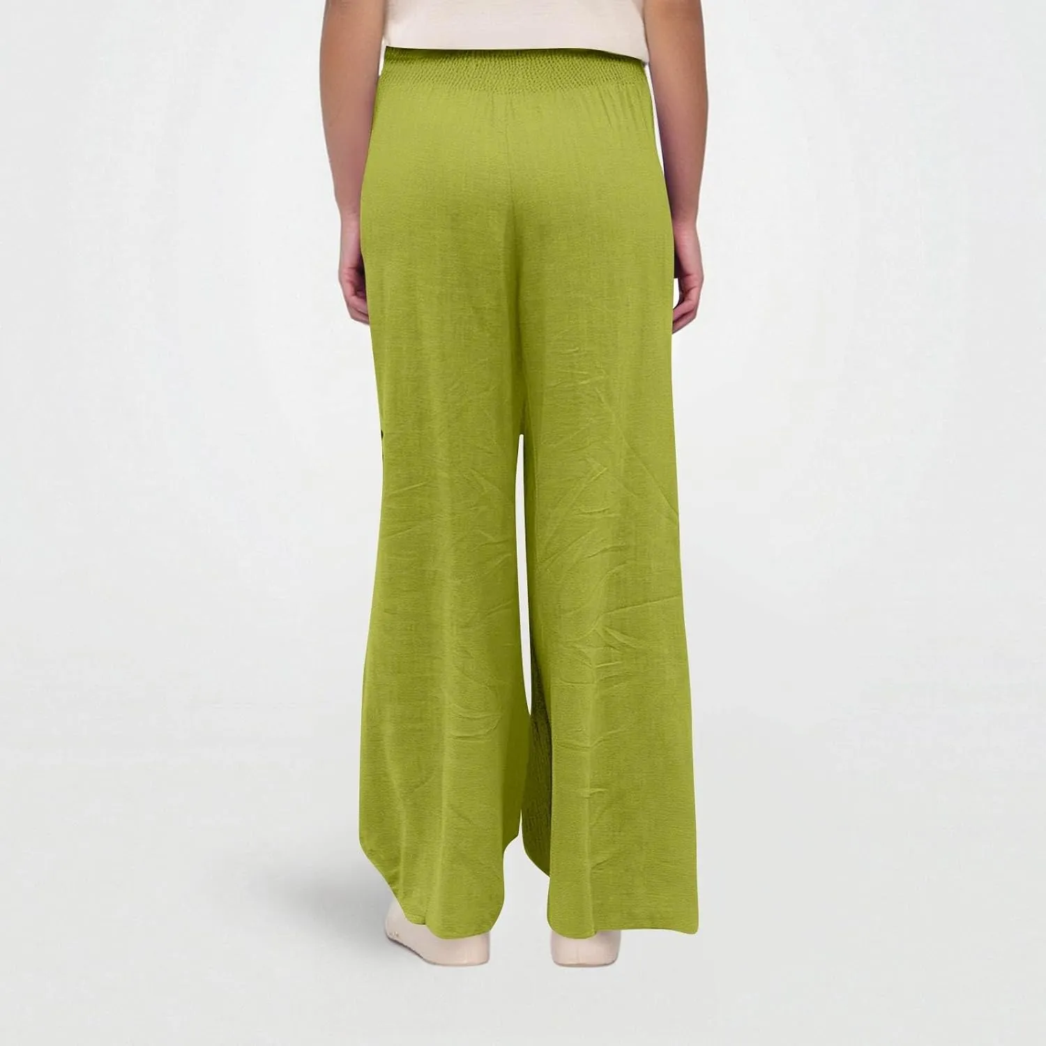 Linen Pants Woman Summer High Waist Palazzo Pants Pleated Baggy Pant Dressy Trousers with Pockets (S-XXL)