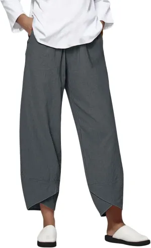 Linen Pants Women Capri Pants Casual Cropped Baggy Trousers Elastic Waisted Yoga Comfy Loose Palazzo