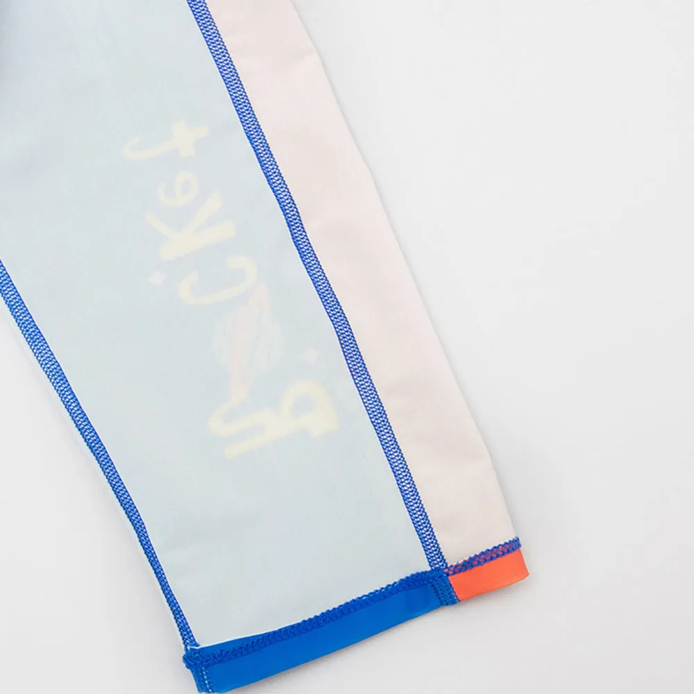 Little Surprise Box,2 pcs Shirt & Shorts set LSB Blue & Orange Space Swimwear Knee length for Kids with UPF 30 