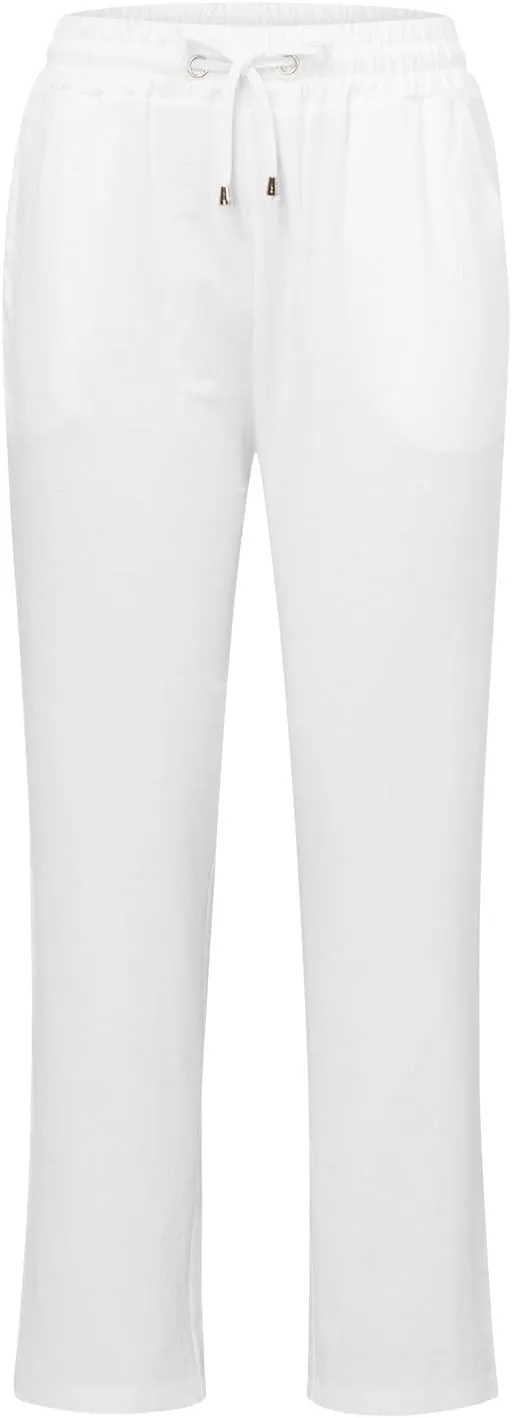 Lmdudan 2025 Women's Cotton Linen Pants Summer High Waisted Palazzo Pants Wide Leg Drawstring Elastic Waist Loose Trousers