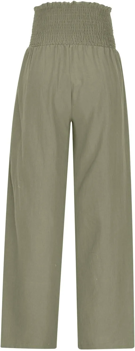 Lmdudan Womens Elastic High Waisted Palazzo Pants Casual Wide Leg Long Lounge Pant 2025 Summer Trousers with Pockets
