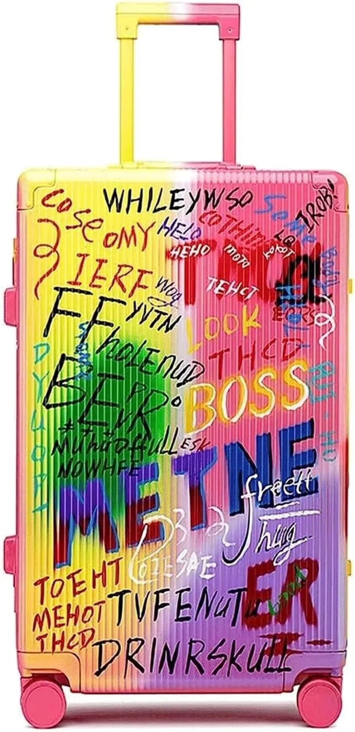 LuggageSuitcases With Wheels Carry On Luggage Large-capacity Suitcases Anti-fall Hard Shell Luggage Cool Graffiti Art Carry On Luggage Fashion Trend Suitcases With Wheels Lightweight ( Size : 28inch