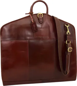Luxury Leather Suit Carrier Slimline Travel Garment Dress Bag Keswich Brandy New