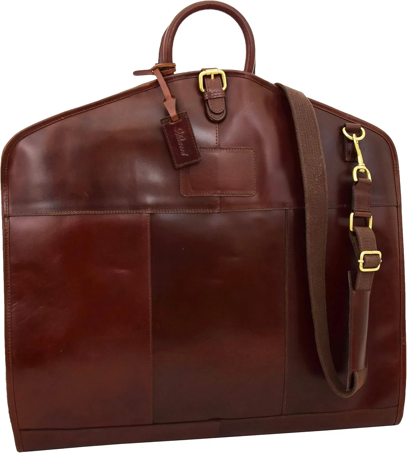 Luxury Leather Suit Carrier Slimline Travel Garment Dress Bag Keswich Brandy New