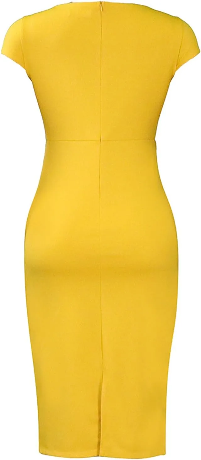 Madam Uniq Women Pencil Dress Plus Size Elegant Business Work Office Dresses Midi Casual Cocktail Bodycon