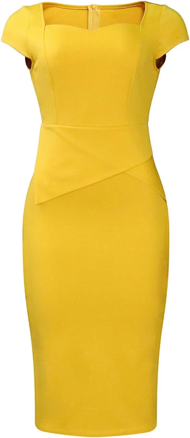 Madam Uniq Women Pencil Dress Plus Size Elegant Business Work Office Dresses Midi Casual Cocktail Bodycon