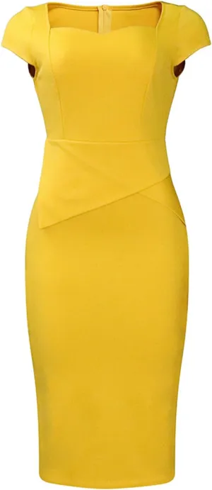 Madam Uniq Women Pencil Dress Plus Size Elegant Business Work Office Dresses Midi Casual Cocktail Bodycon